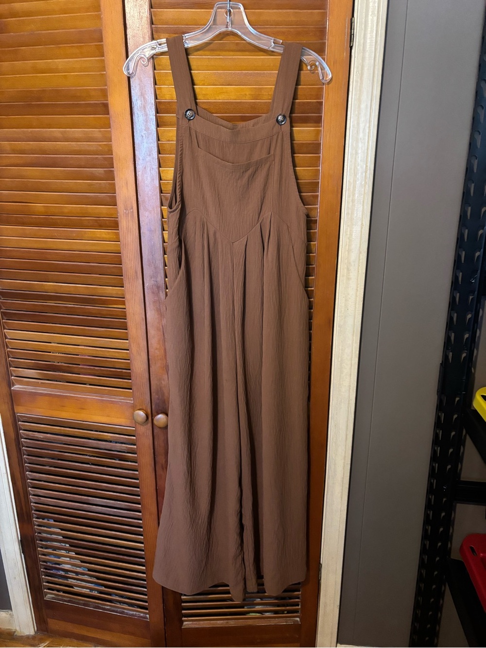 Brown Wide-Leg Overalls Jumper Dress